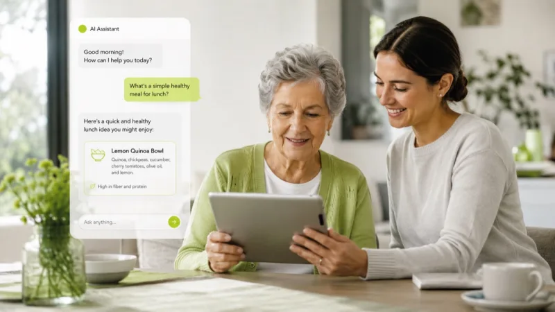 Care setting with an AI assistant on a tablet